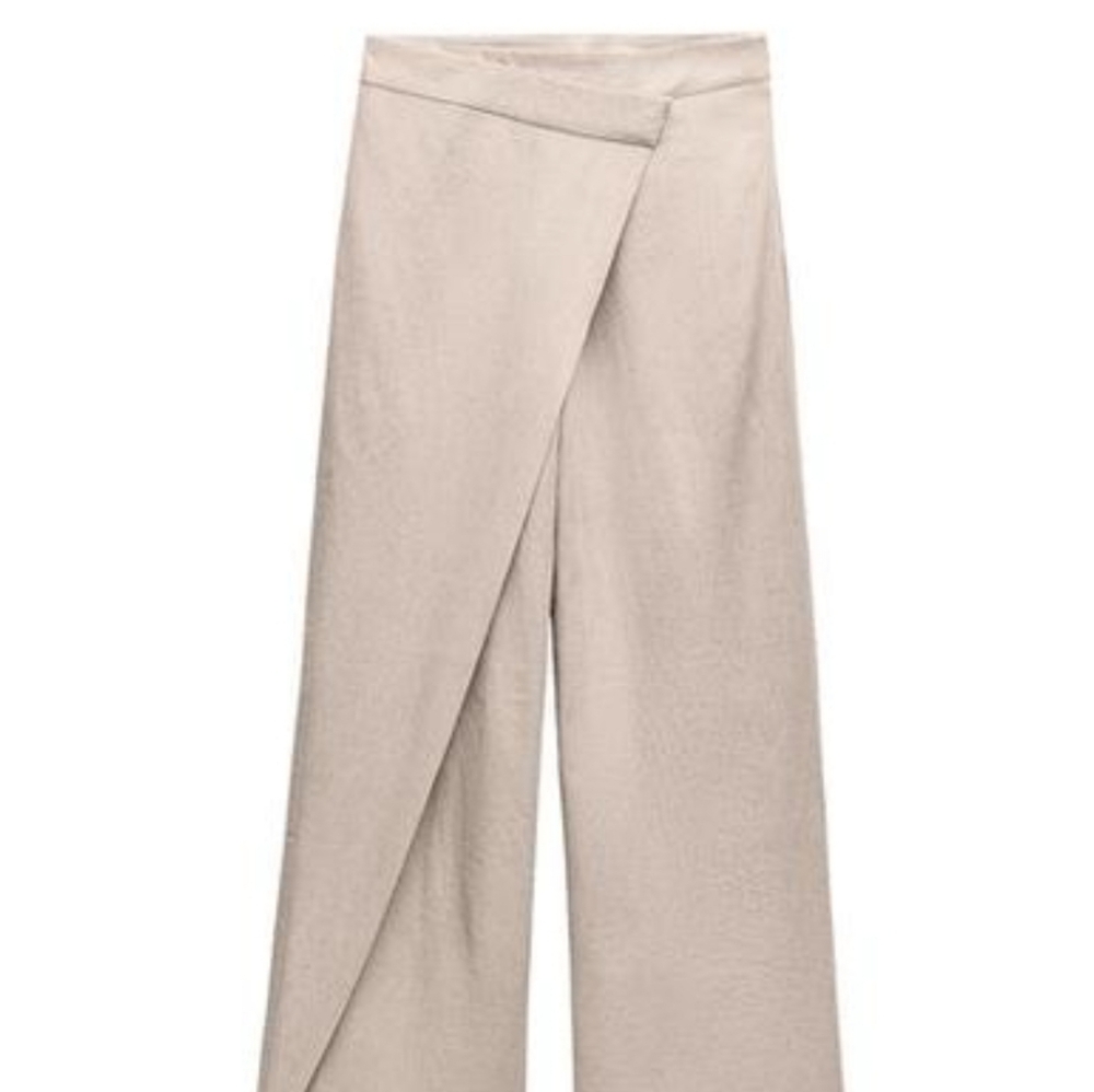 Zara Cream Linen Blend Pared Women's Pants